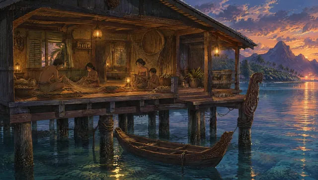 The Ombak family at home in the early years